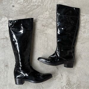Balenciaga 38 Black Patent Leather Knee-High Boots